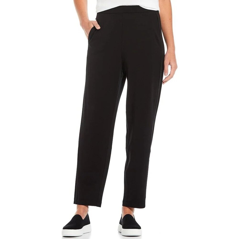 Eileen Fisher Black Wide-Leg Pull-On Pants Womens L